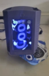 The handheld viewer showing a code